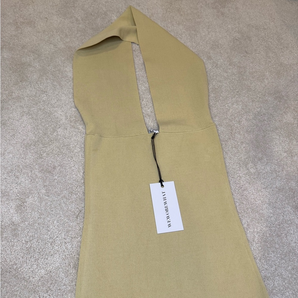 NWT WeWoreWhat Viscose Nylon Halter Neck Midi Dress in Tan Size S - Picture 4 of 11